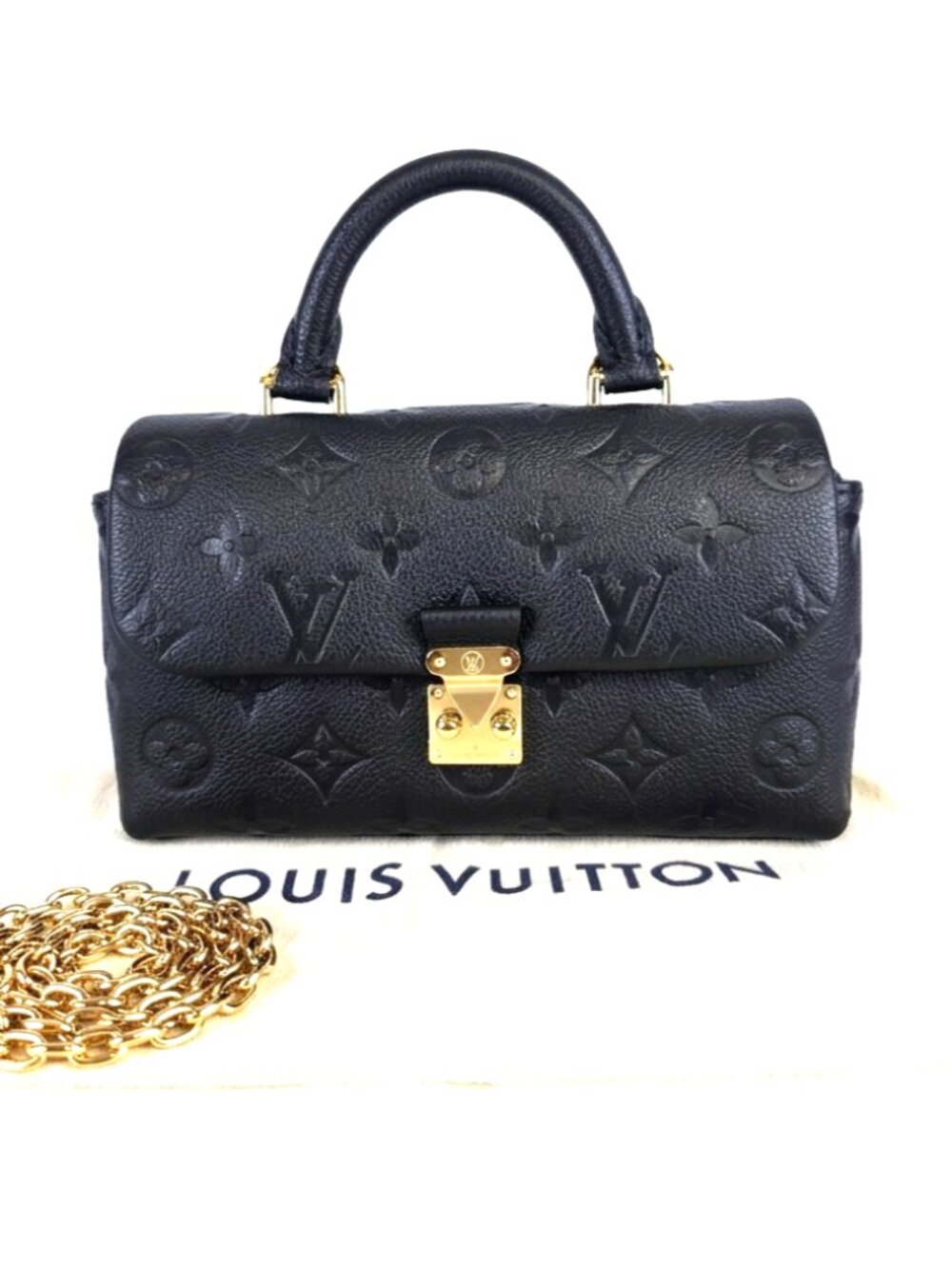LOUIS VUITTON Nano Madeline Empreinte Small Shoulder Chain Crossbody Bag  Black